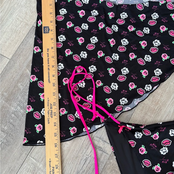 Betsey Johnson black pink 3 piece bikini set coverup sarong and top and bottoms - Picture 10 of 14